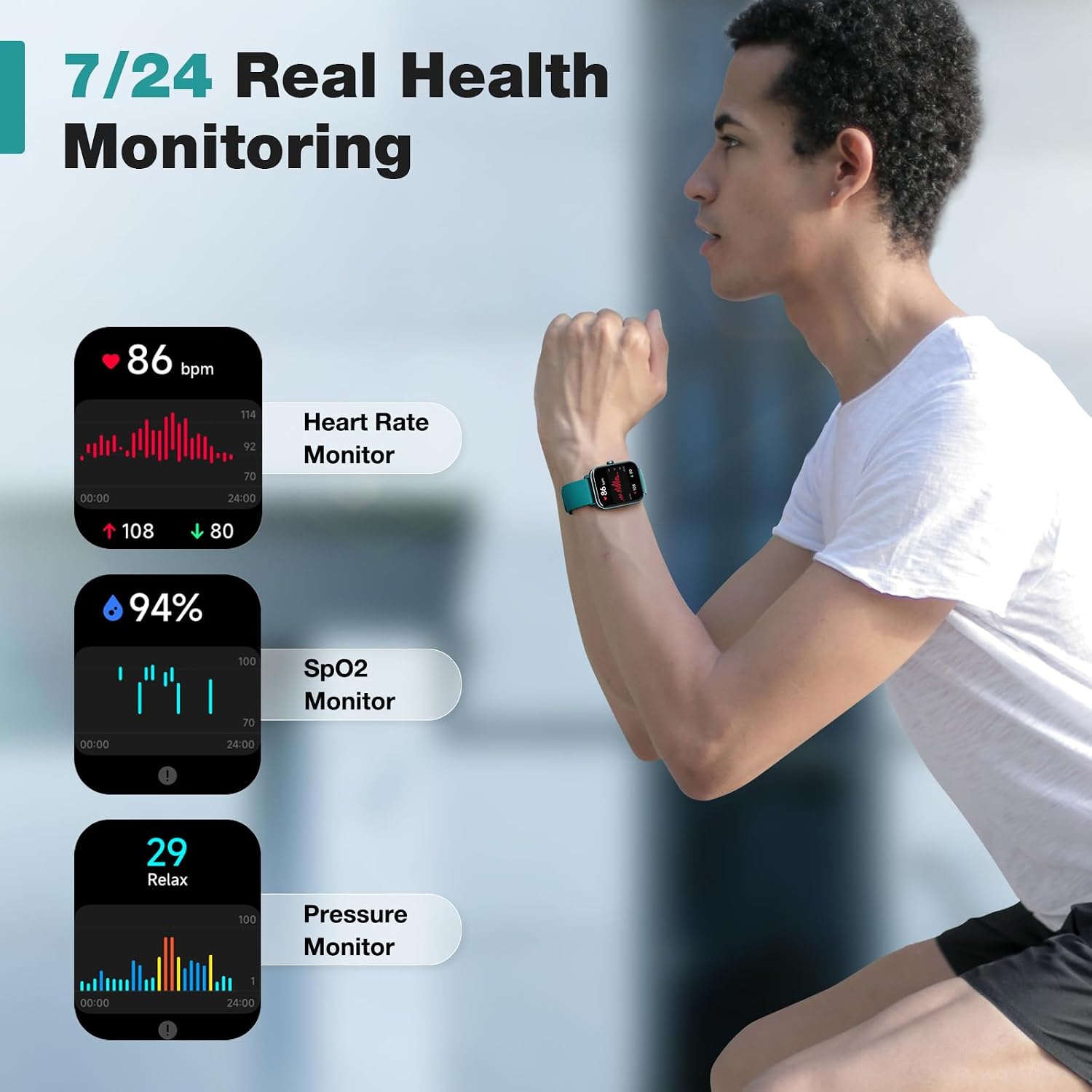 Detalle 2 de Smart Watch for Men and Women with Heart Rate Monitor 💚