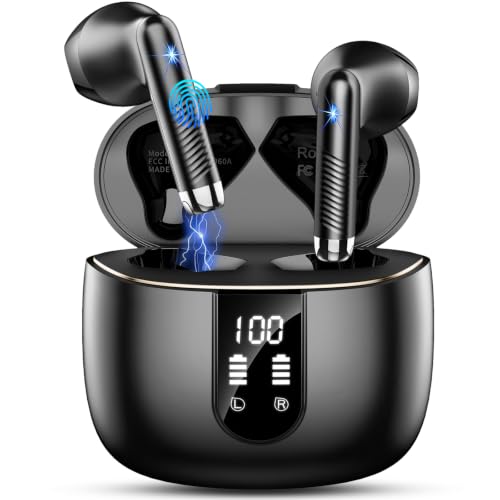 Detalle de Drsaec 2026 Écouteurs Bluetooth 5.4 sans Fil – 56H d’autonomie, IP67 et LED du boîtier