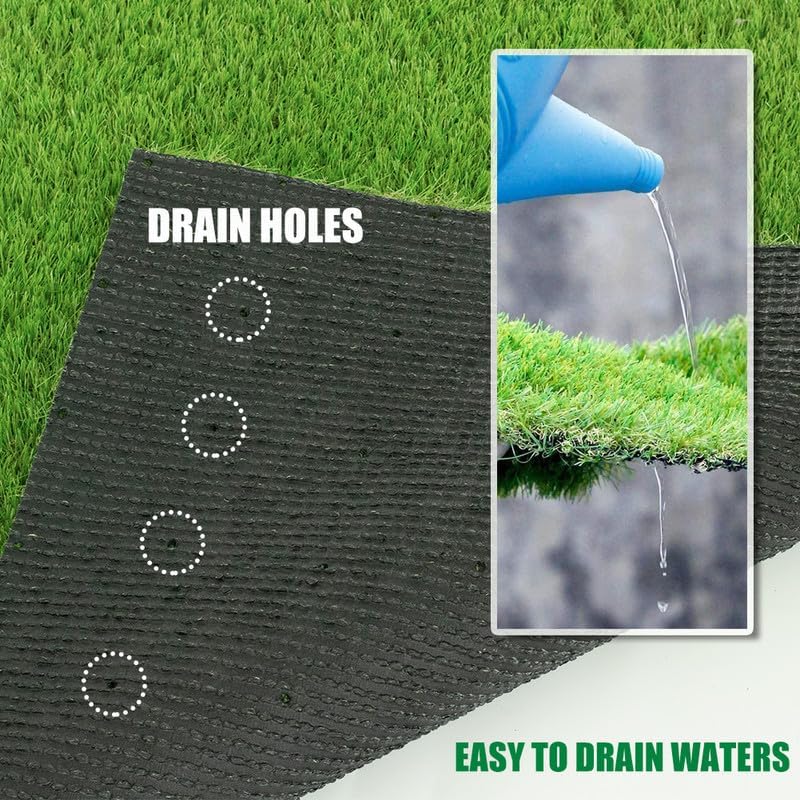 Thumbnail 4 de SHNOSU 4 ft x 6 ft Artificial Grass Turf Rug, 1.38 in Pile, Drainage Holes