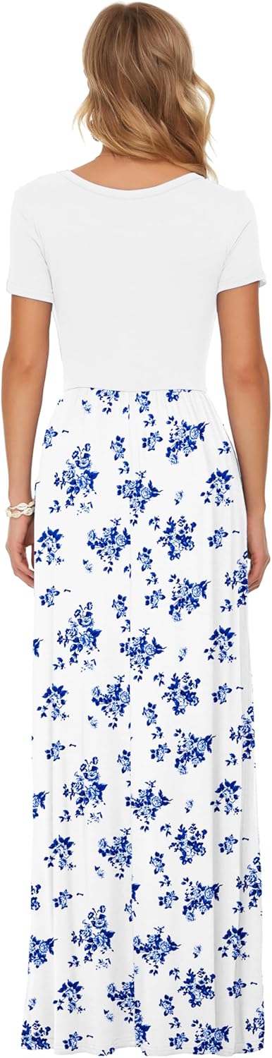 Thumbnail 4 de AUSELILY Damen Kurzarm Sommer Casual Long Maxi Kleid mit Taschen – bequem, stilvoll und vielseitig