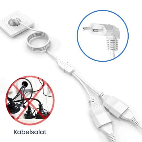 Thumbnail 6 de ATJTYSX Eurostecker Verlängerungskabel 1,5 m mit Doppelsteckdose – 2-in-1, Flachstecker, Schützt Kinder