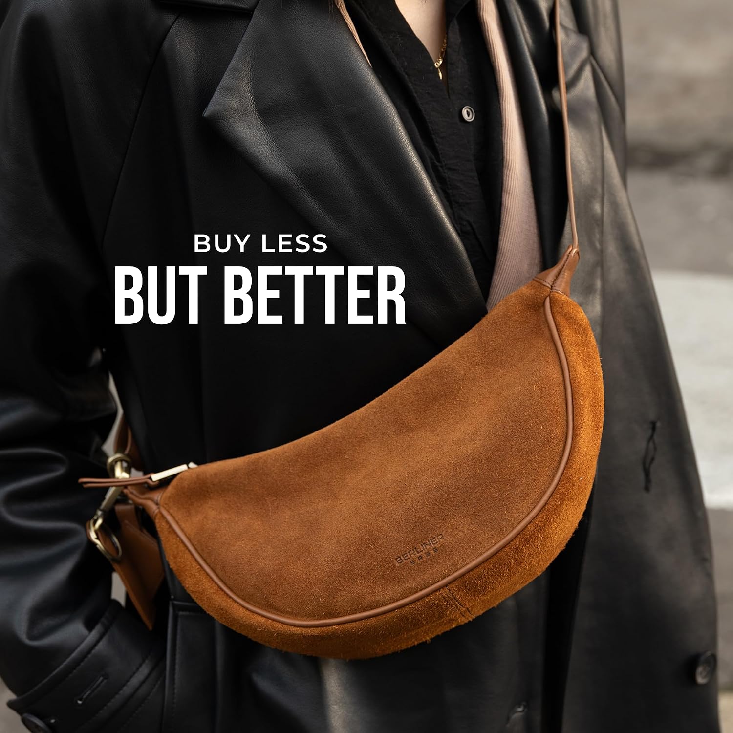Detalle de Berliner Bags Sac à main porté épaule femme Luna en suède