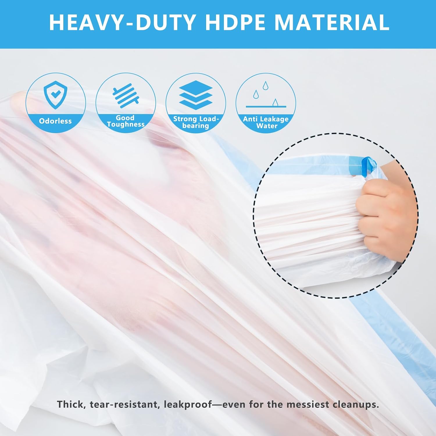 Detalle de Replacement Waste Bags for Self Cleaning Litter Box – Heavy-Duty Dual Drawstring, 21.7" x 11", 120 Bags (6 Rolls)