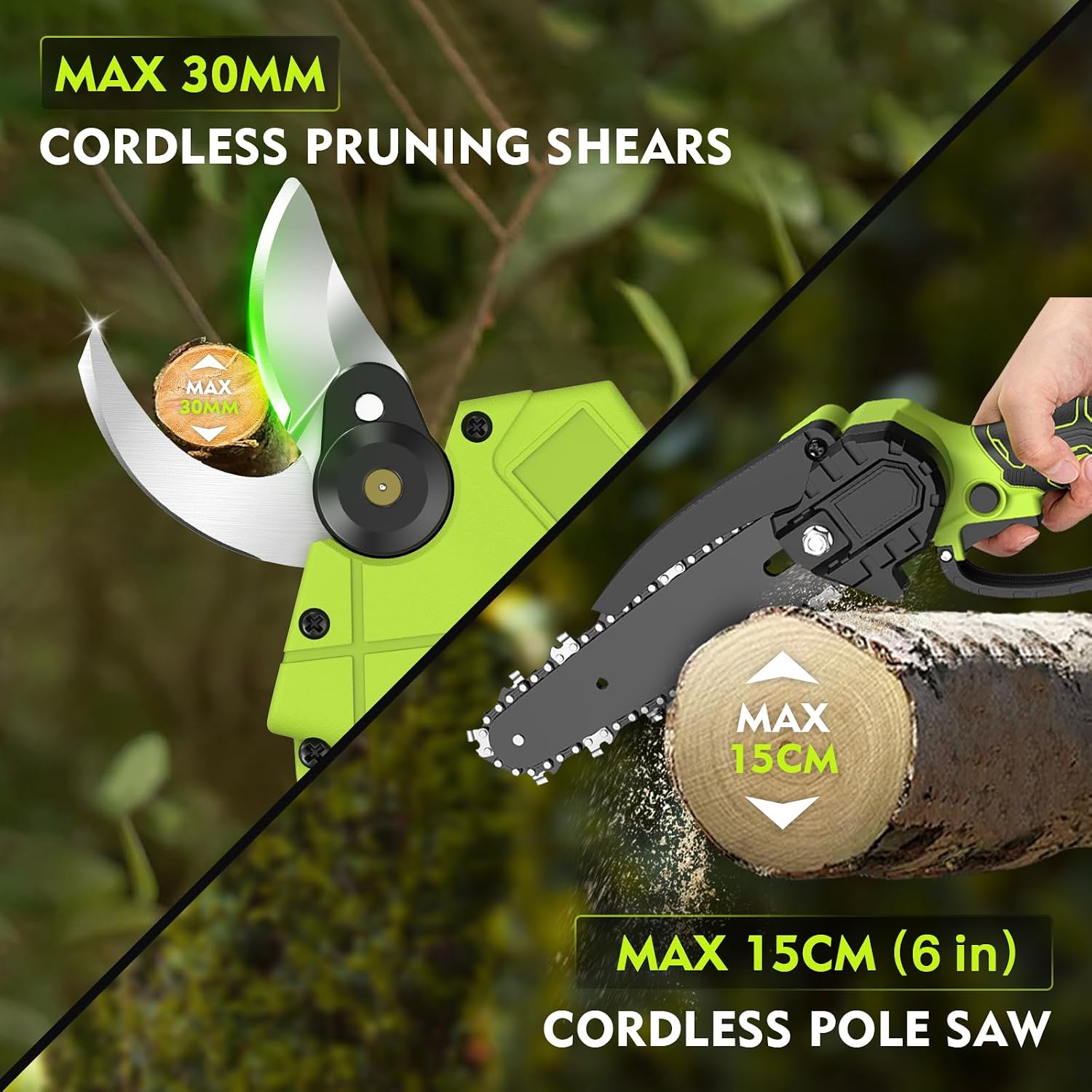 Detalle de Cordless Pole Pruning Shears & Chain Saw Set with 6.4ft Extension Pole