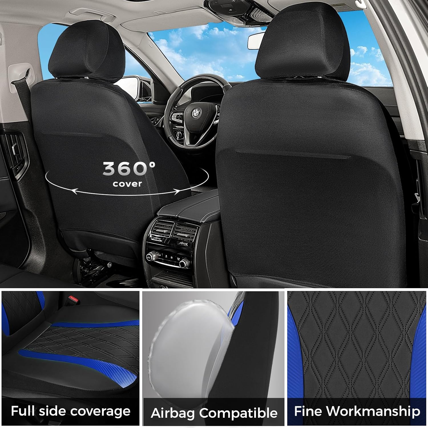 Detalle de FLORICH Full Set Seat Covers (Waterproof Leather Look) for Front and Rear Seats