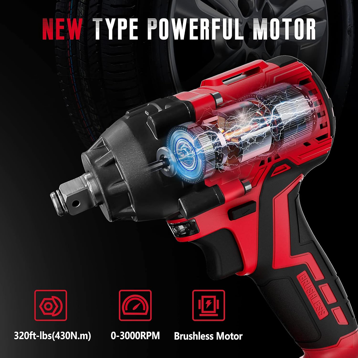 Thumbnail 1 de SEYVUM Impact Wrench 320 Ft-lbs, 20V Brushless