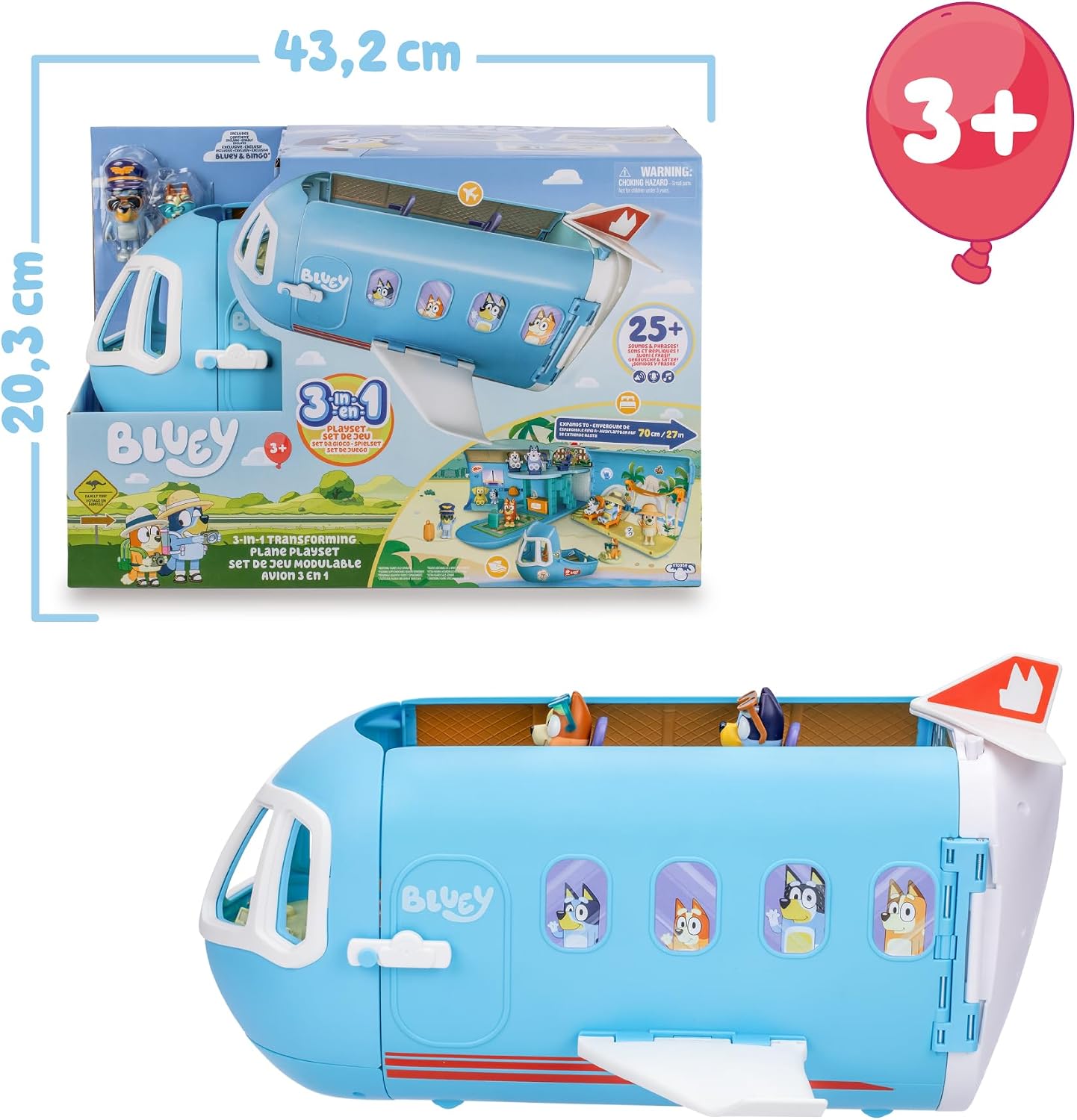 Thumbnail 1 de BLUEY - Avion 3 en 1: Hôtel, Bateau et Plage avec 10 Accessoires - BLY75000