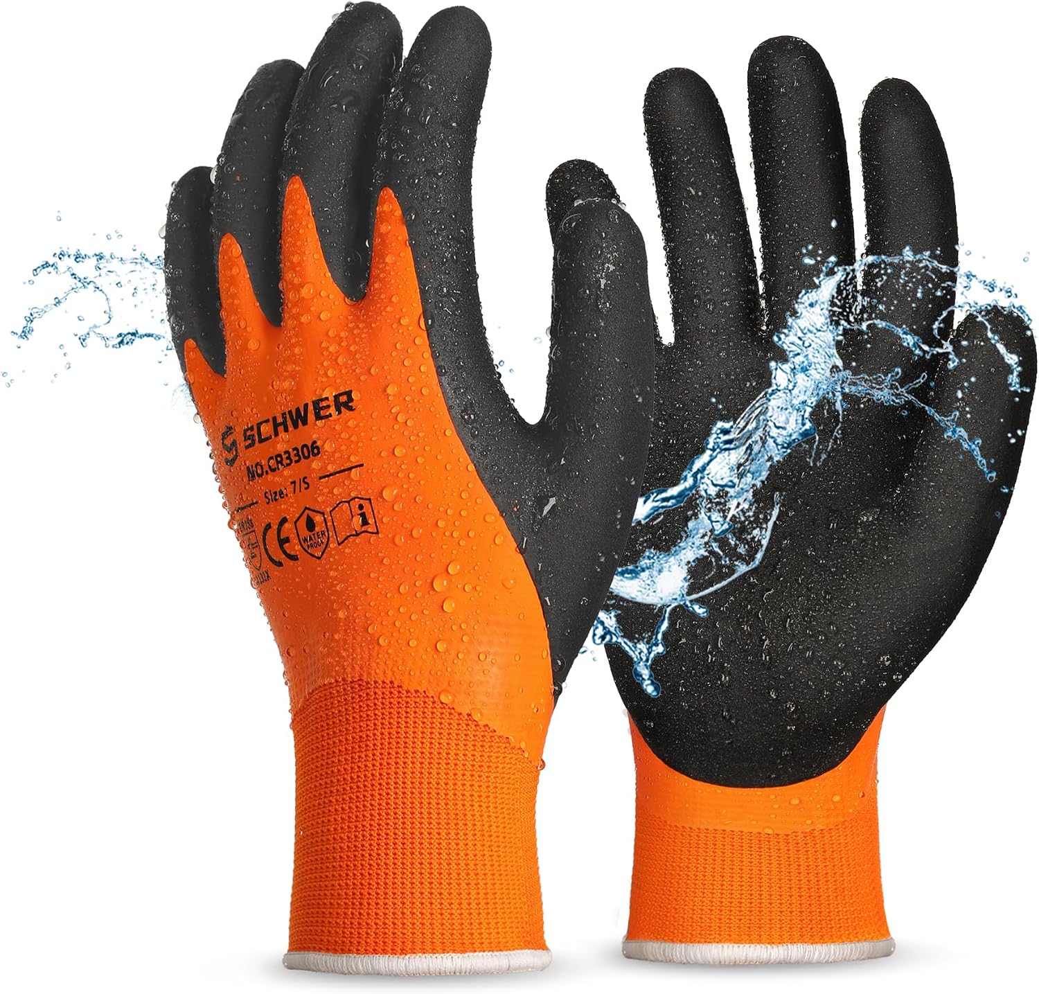 Detalle de Schwer CR3306 Waterproof Work Gloves, Medium, Double Latex-Coated, ANSI A2