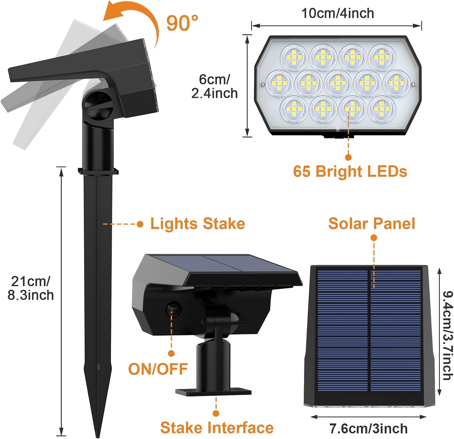 Thumbnail 1 de Flaow Solar Garden Lights 65 LED Spot Lights ⌁