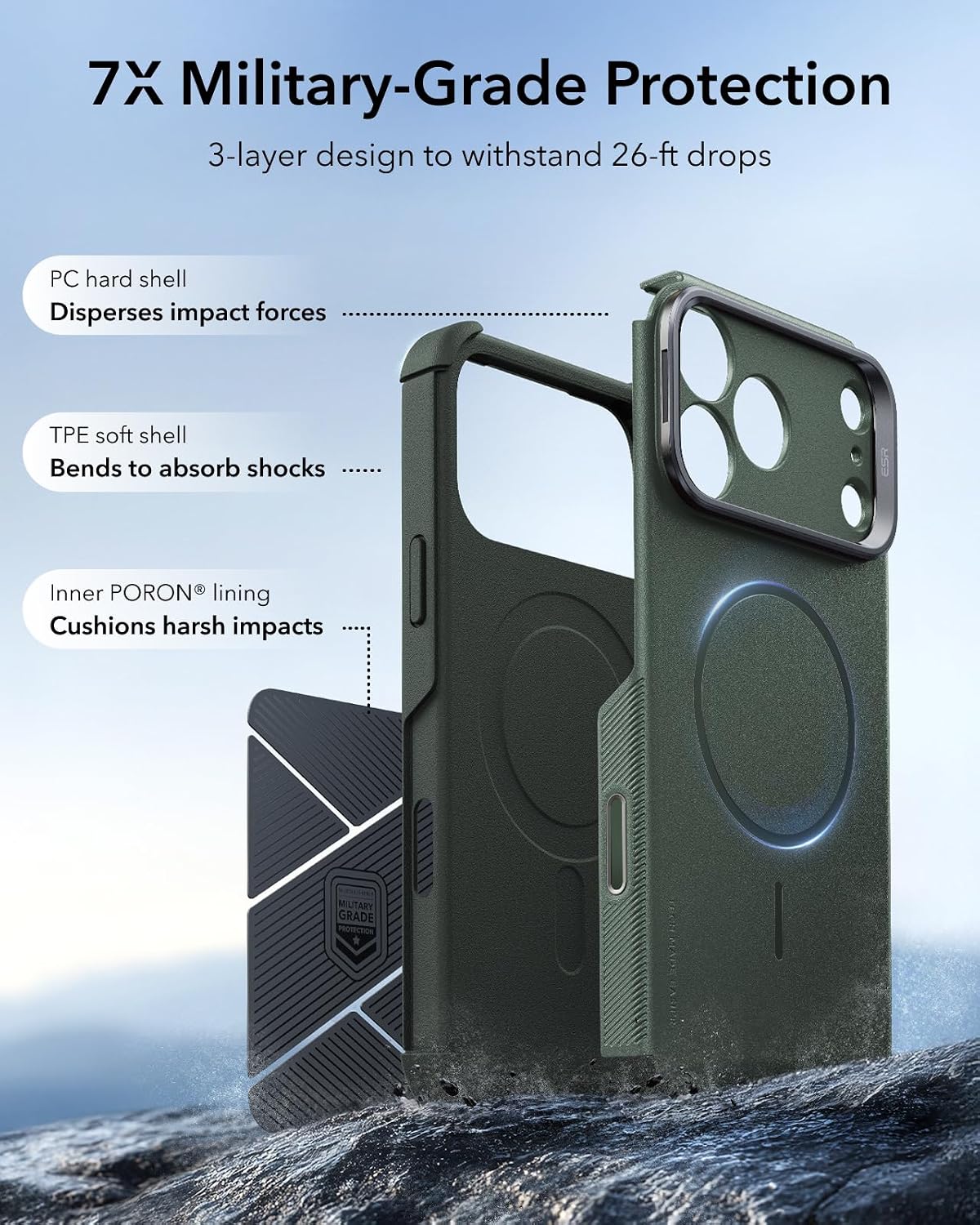Thumbnail 2 de ESR Cyber Series iPhone 17 Pro Max Case with Stand in Green