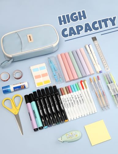 Detalle 2 de SUNEE Cute Pencil Case: Blue Large Kawaii Stationery Organizer