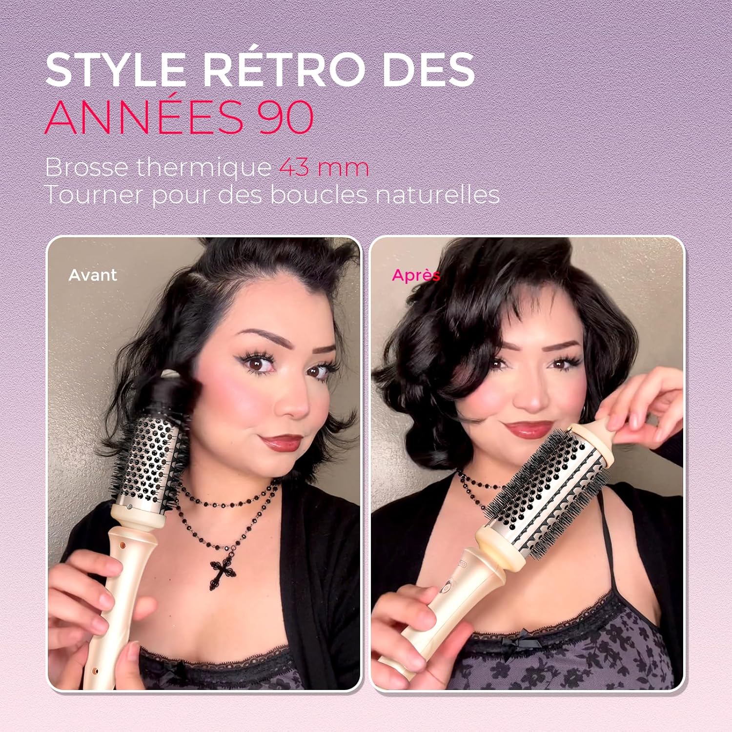 Detalle 2 de TYMO STYLUX Brosse Thermique 43 mm – Boucles naturelles et volume en un seul passage