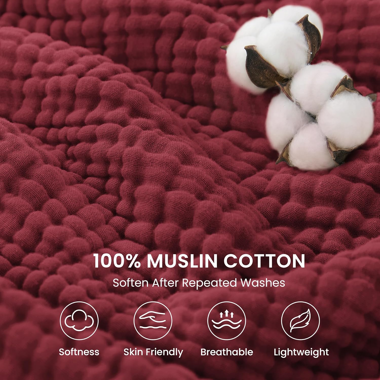 Detalle 2 de Love's cabin Cotton Muslin Throw Blanket, 50 x 60 Inches
