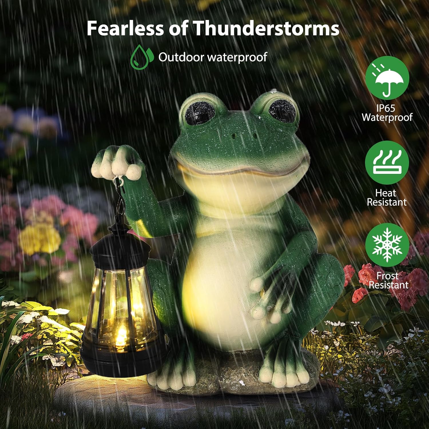 Thumbnail 2 de Wowlela Solar Frog Statue with Lantern