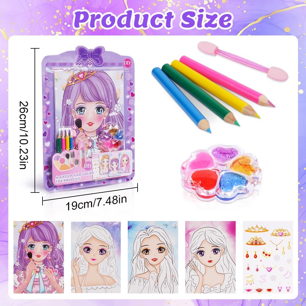 Thumbnail 1 de Aomig Libro di Pittura Ad Acquerello per Bambini: Kit di trucco di carta per principesse, set da viaggio per ragazze