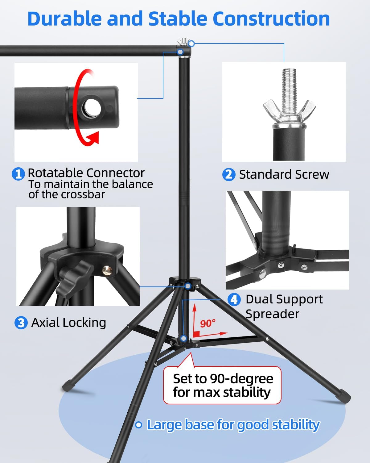 Thumbnail 5 de Hemmotop Backdrop Stand 10x8ft adjustable photography backdrop kit 🎥