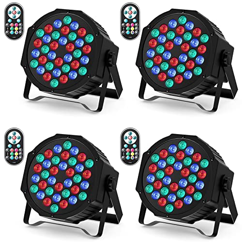 Detalle de U`King 4er Pack RGB LED Par Strahler – Vielseitiges Bühnenlicht für Party, DJ und Bar