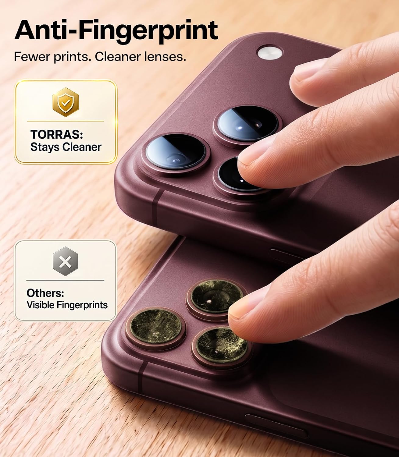 Thumbnail 6 de TORRAS TOP 9H+ Camera Lens Protector for iPhone 18 Pro Max/18 Pro, Burgundy
