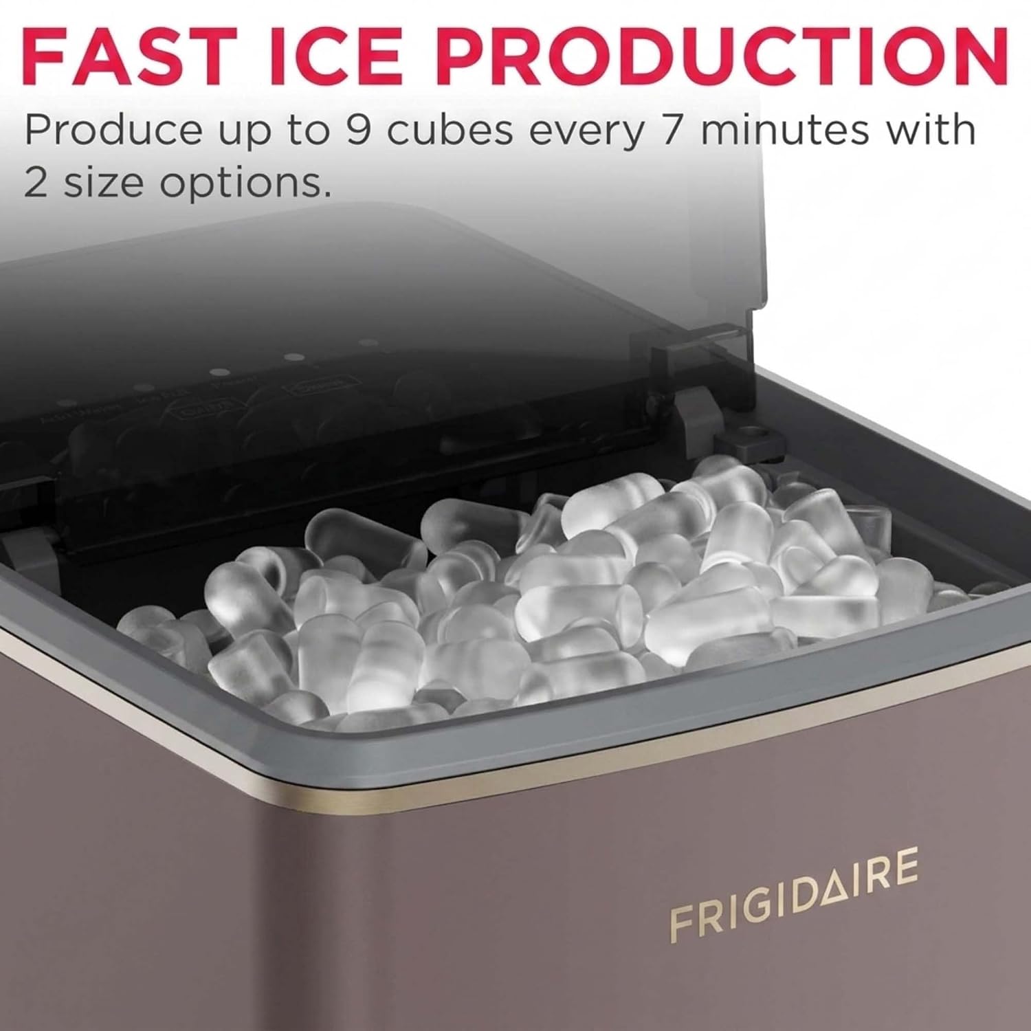 Detalle de Frigidaire EFIC0513MAUVE Countertop Ice Maker with Bullet Ice and Touch Display