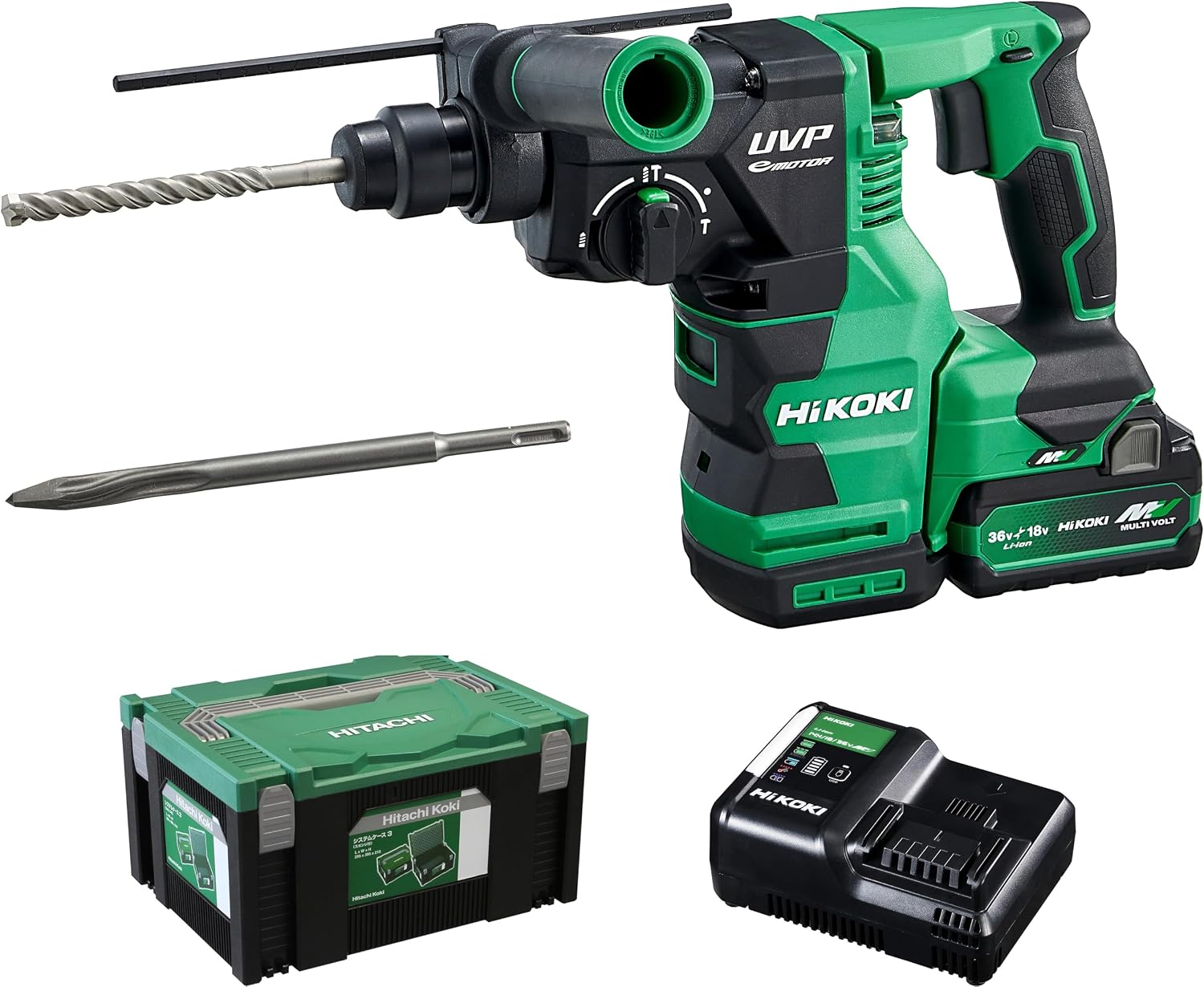 Detalle de HiKOKI DH3628DA(XPZ) 36V充電式ロータリハンマドリル・ブルポイントセット