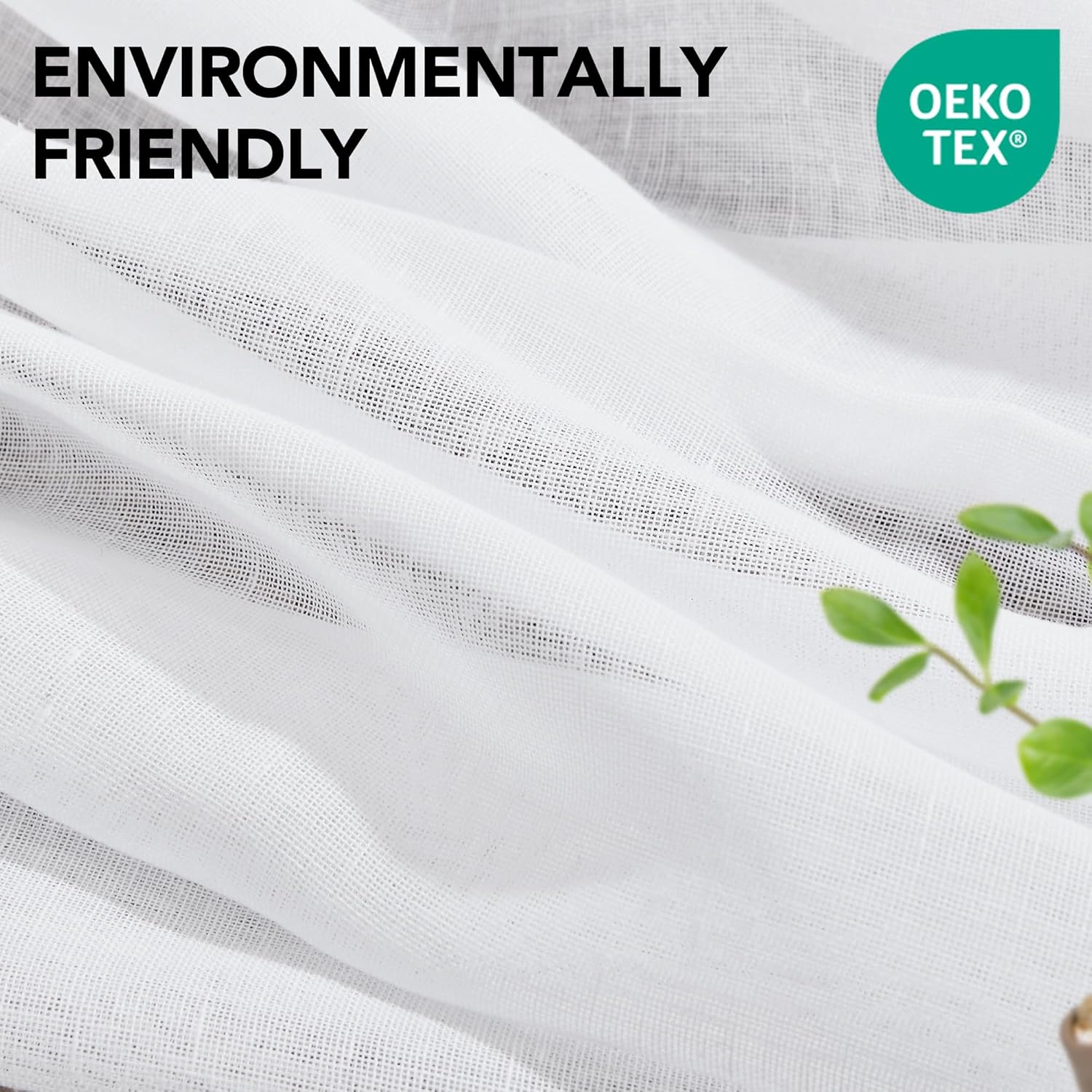 Thumbnail 4 de Deconovo Cortinas de Gasa con Volantes, Semitransparentes, Blanco 🪟