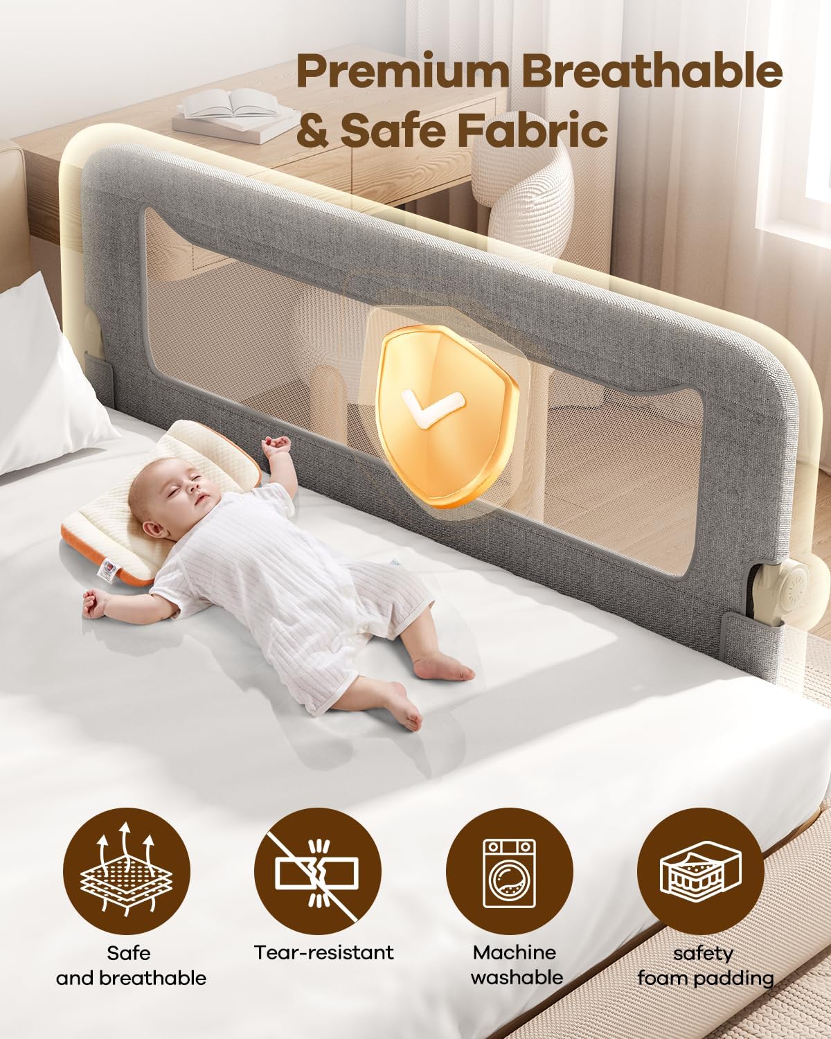 Thumbnail 5 de GrowthFun YRWL3001 59-Inch Toddler Bed Rail, Foldable Steel Frame