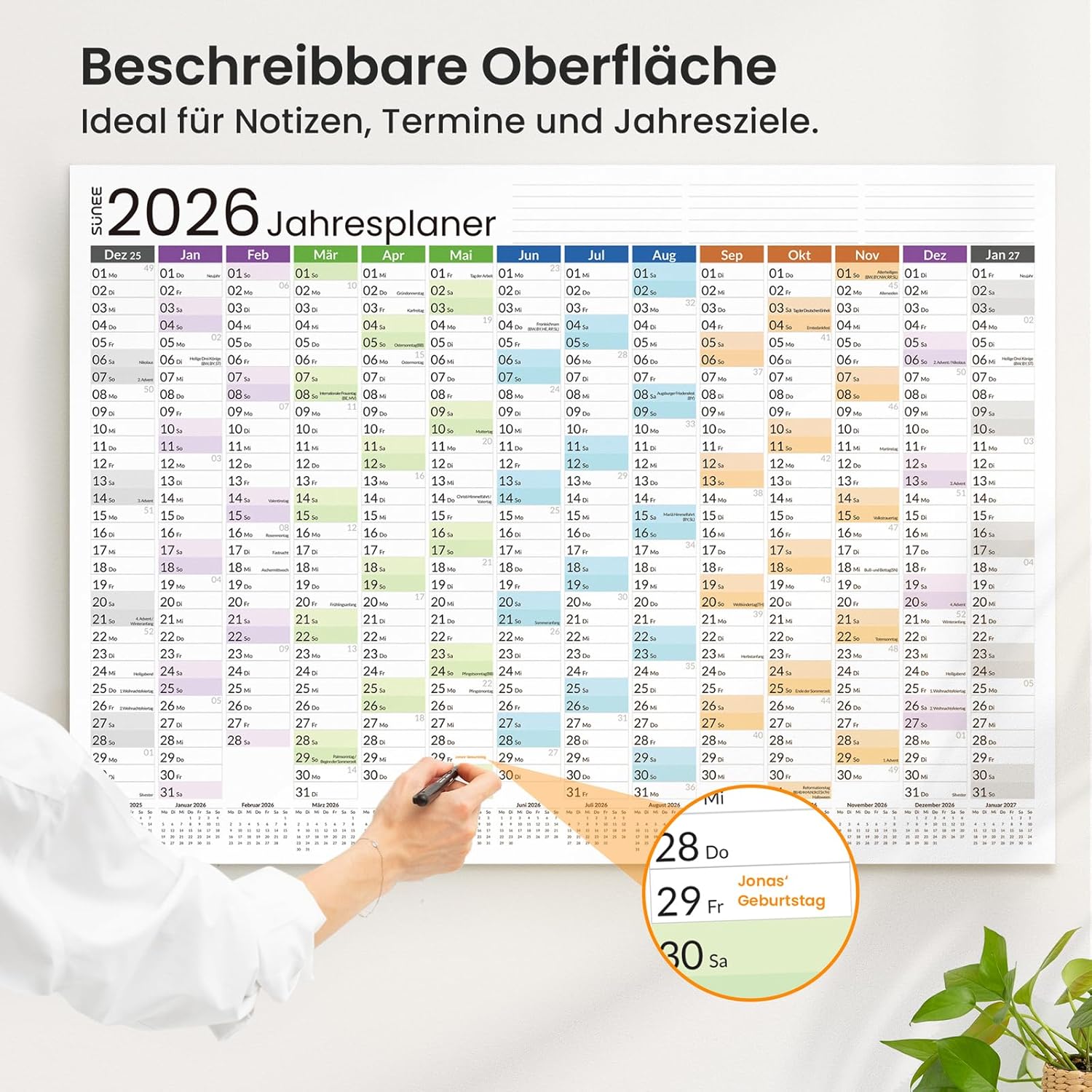Detalle de SUNEE Wandkalender 2026 A1 14 Monate 📅