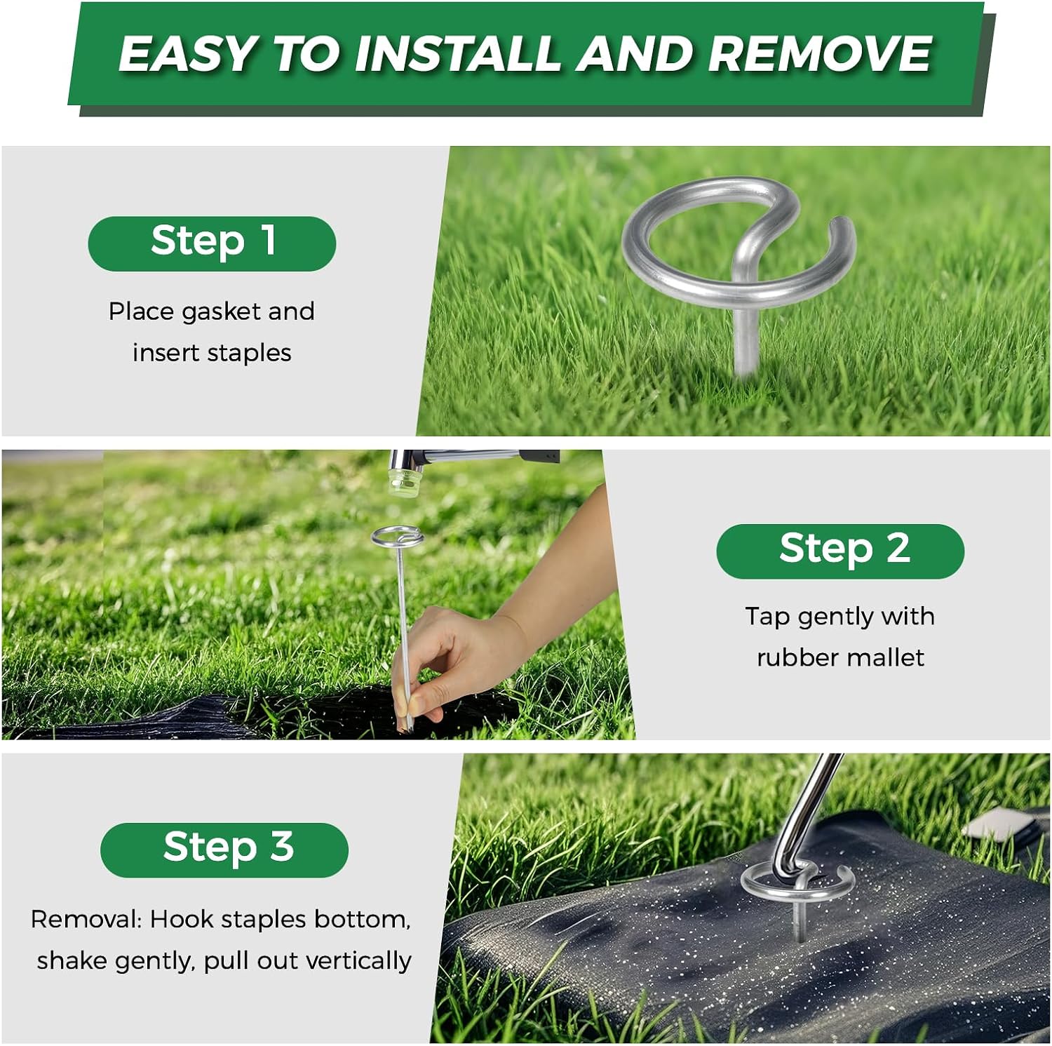 Detalle 1 de DUUKFE 6-Inch Landscape Staples, 11-Gauge Galvanized Steel, 100-Piece Kit