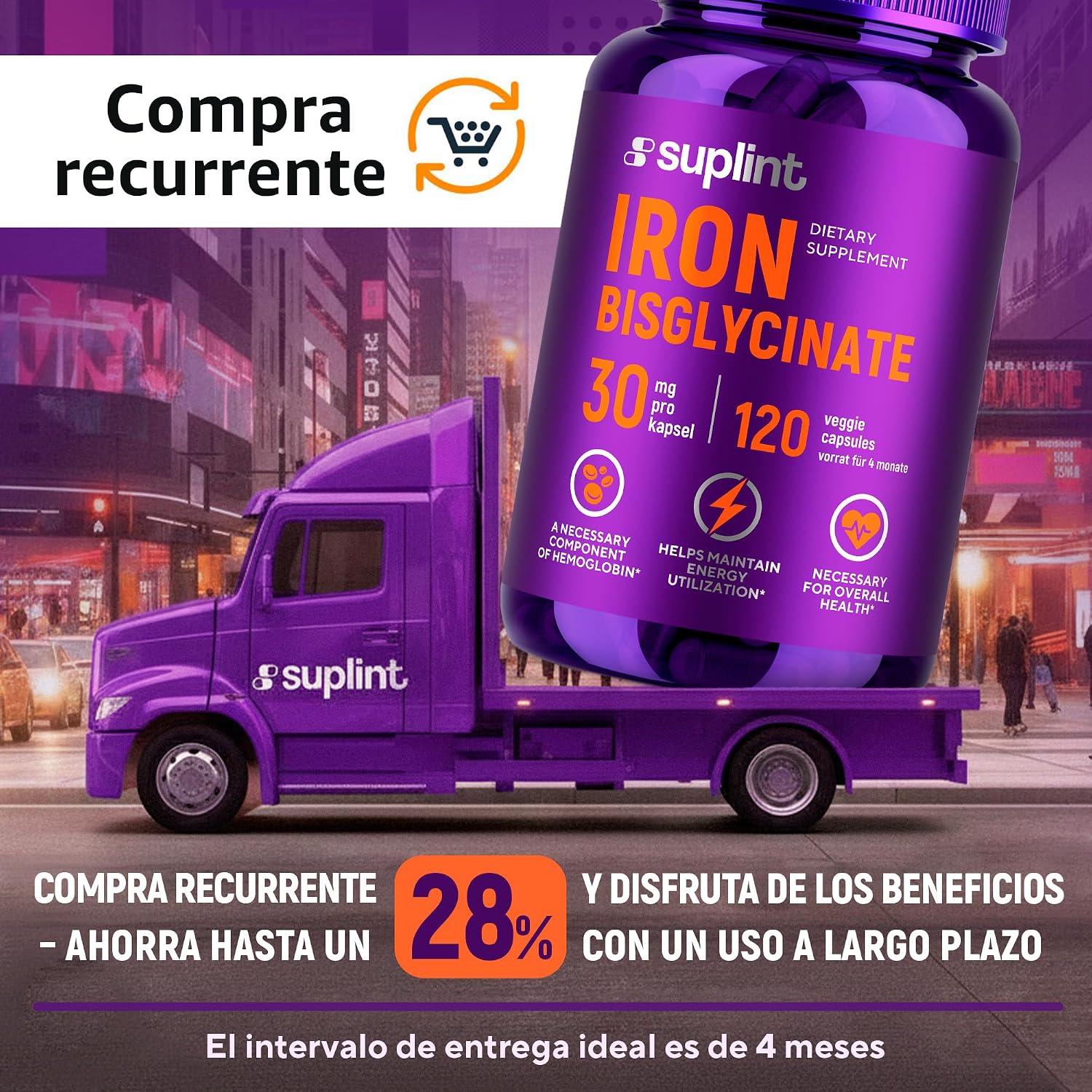 Thumbnail 3 de Hierro Bisglicinato 30 mg 120 cápsulas veganas