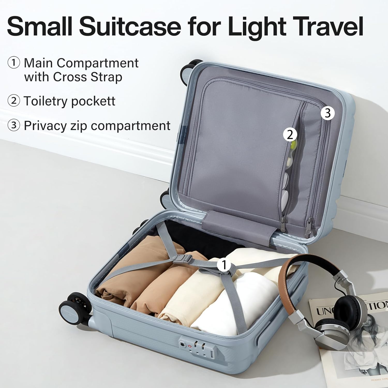 Thumbnail 5 de Hanke 14-Inch Hardshell Cabin Suitcase: Airline-Approved Carry-On with TSA Lock