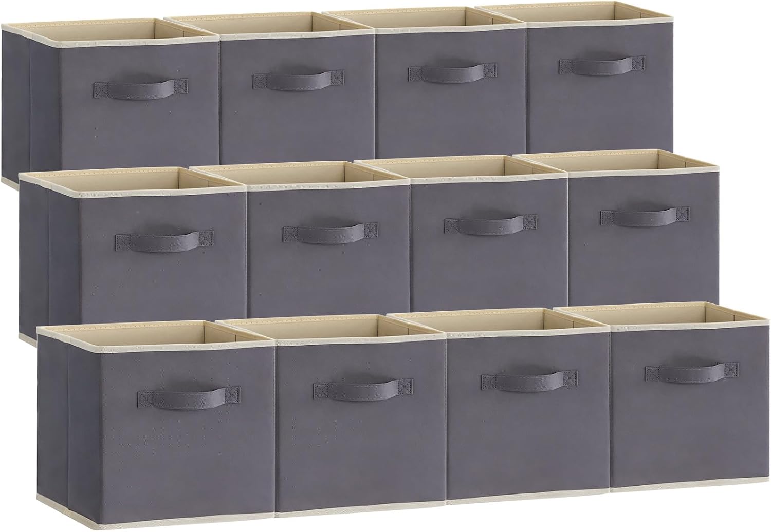 Detalle de Lifewit 23075 hopfällbara förvaringskuber, 12-pack, grå, 33 x 33 x 33 cm