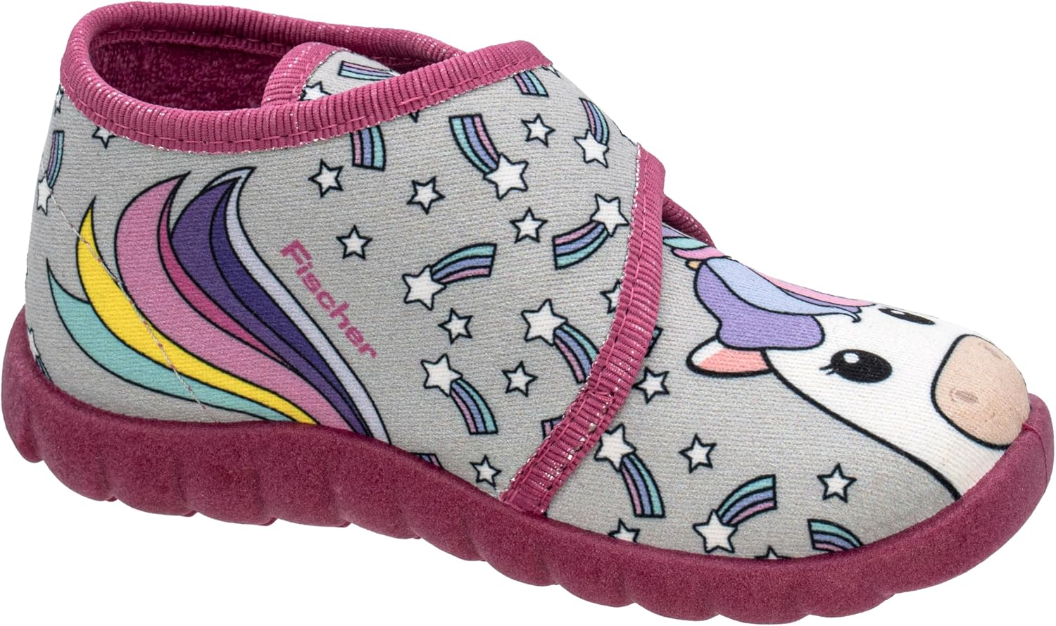 Detalle 2 de Fischer Kinder Hausschuh Mädchen Stiefel Allover Muster Flexi – zuverlässiger Klettverschluss, PVC-Laufsohle