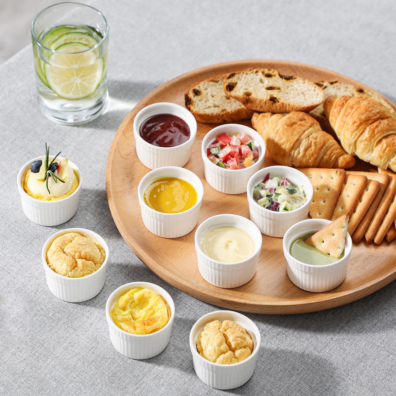 Thumbnail 6 de MALACASA 24 Mini Ramequins en céramique 55 ml pour four — Crème Brûlée et desserts en porcelaine ivoire
