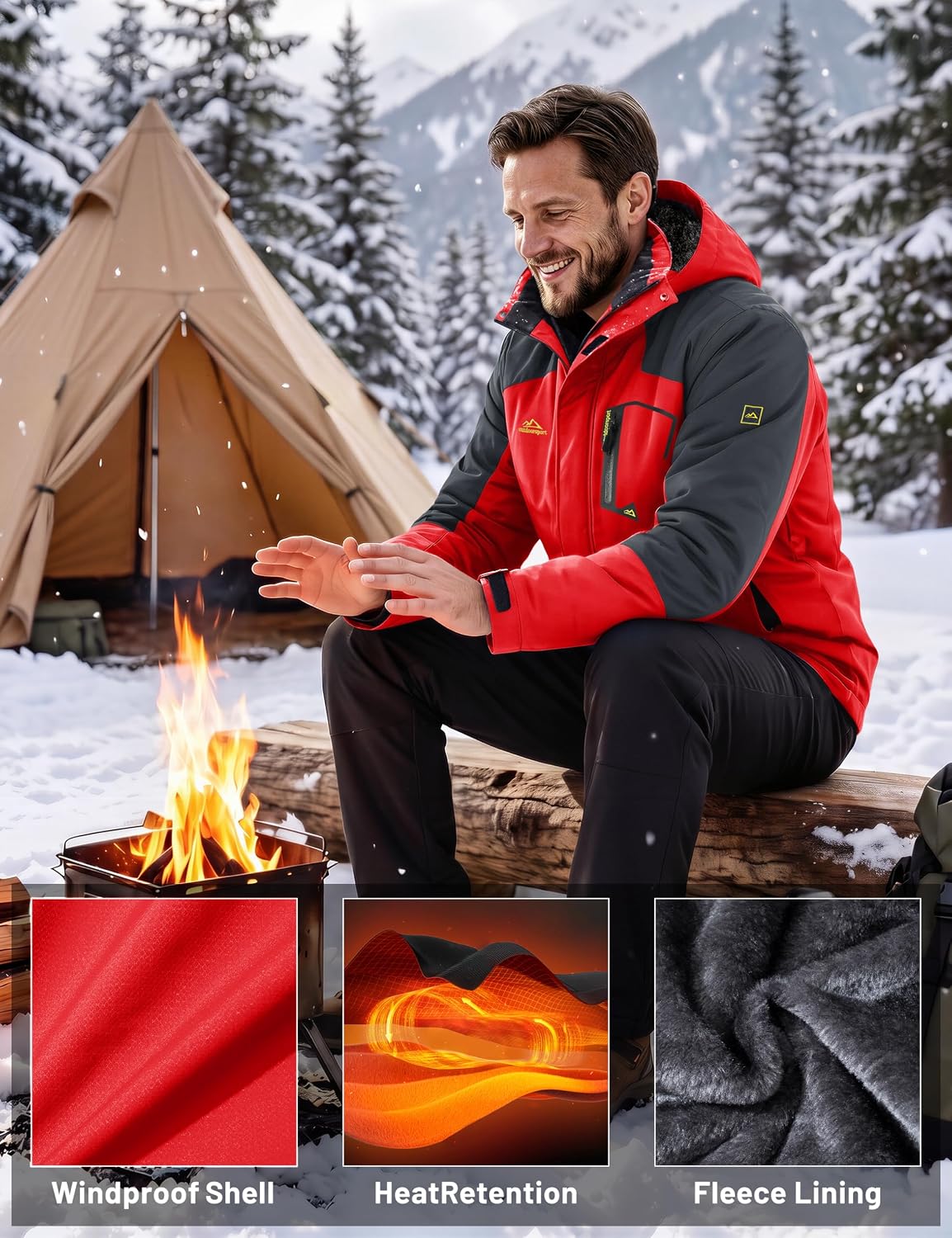 Detalle de MAGCOMSEN MCS816-97 Men's Fleece-Lined Water-Resistant Ski Parka