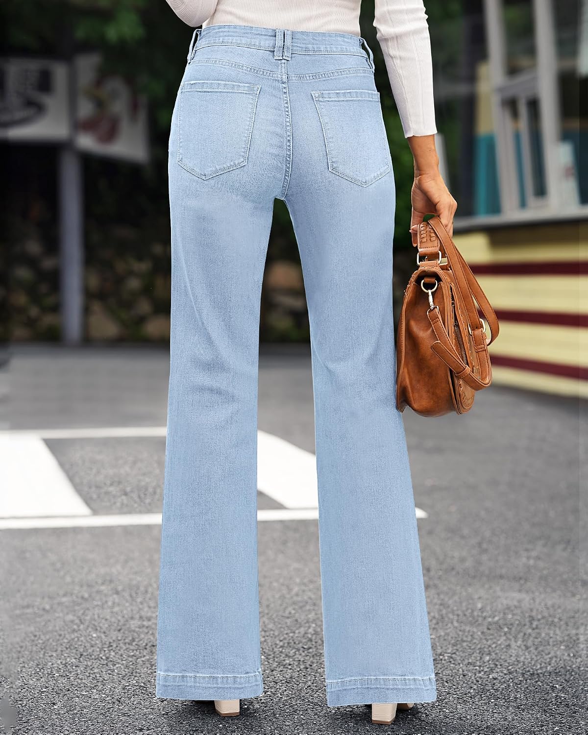 Detalle de GRAPENT Women's Flare Jeans, 33-Inch Inseam