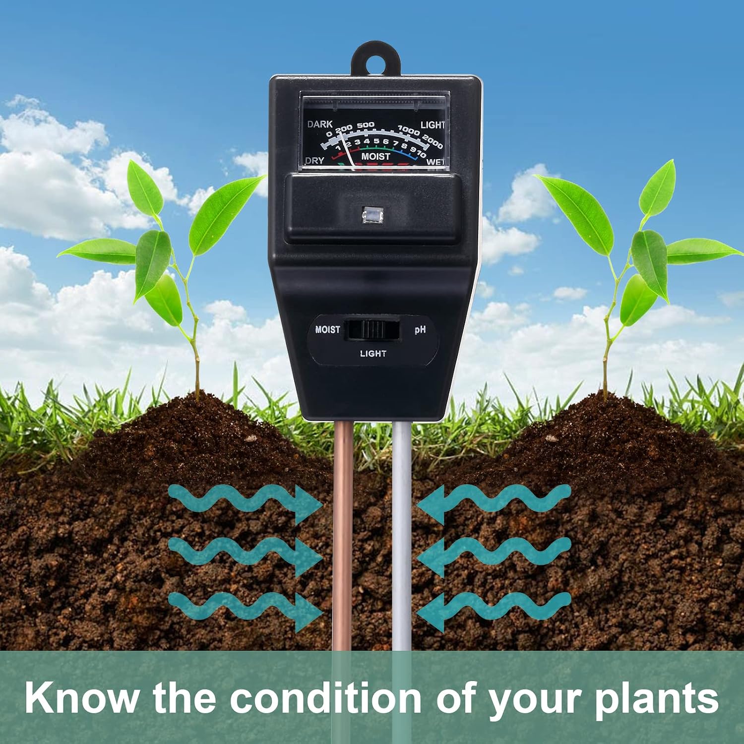 Detalle de Rngeo 3-in-1 Soil Tester, 2-Pack for pH, Light and Moisture