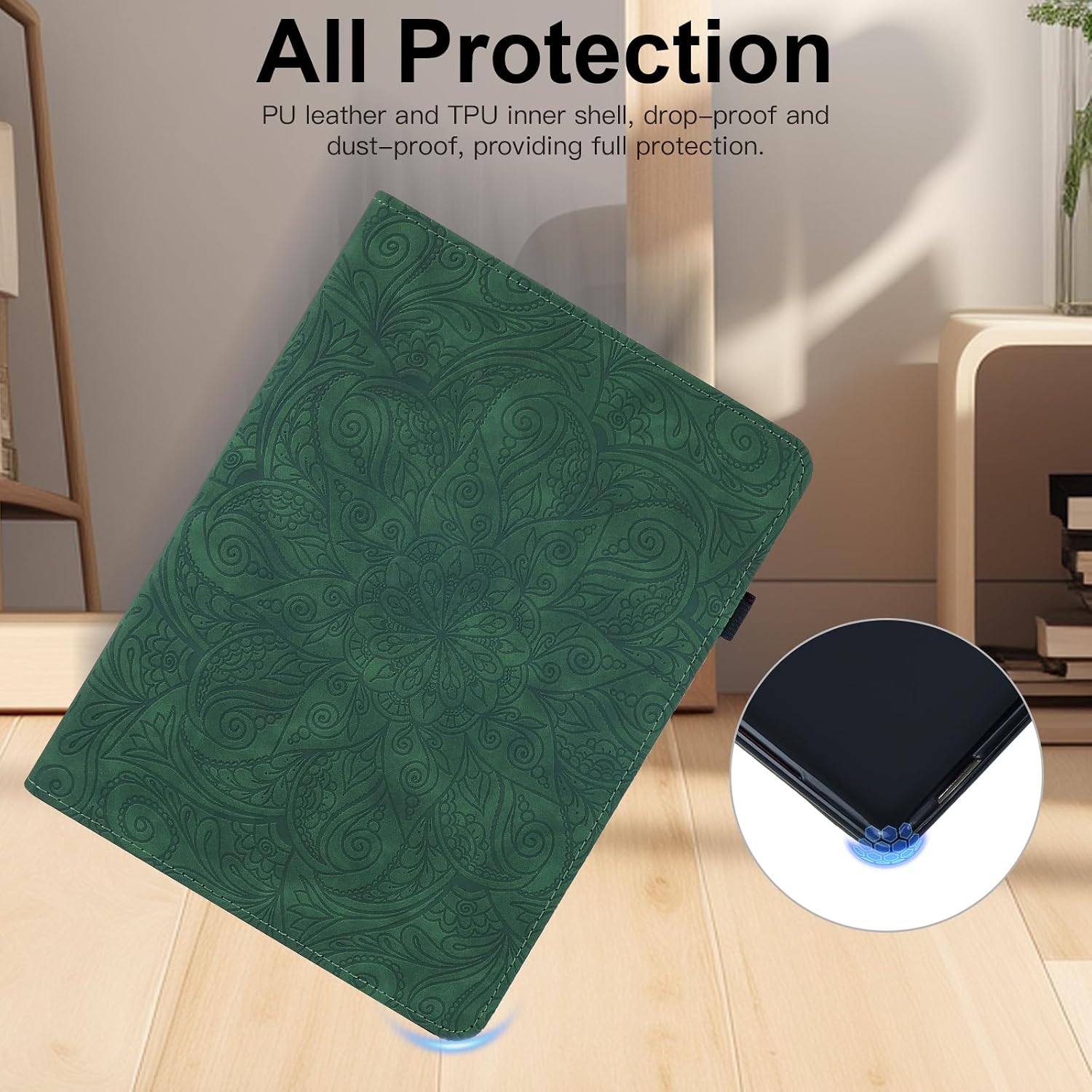 Detalle de Laddutoi Hülle für Samsung Galaxy Tab A11 2025 / A9 2023 8.7" – 360° Klapphülle aus PU Leder in Grün