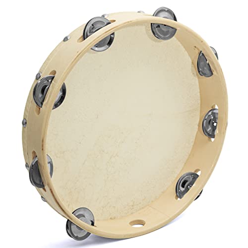 Detalle de TIGER Tam91-10 Tamburello in Legno con Pelle Naturale, 25 cm: stile e suono per scuole e gruppi