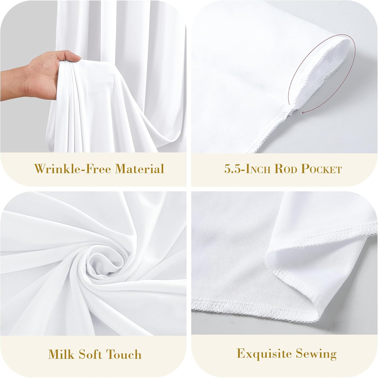Detalle 1 de White Backdrop Curtains, 5 x 10 ft Panels