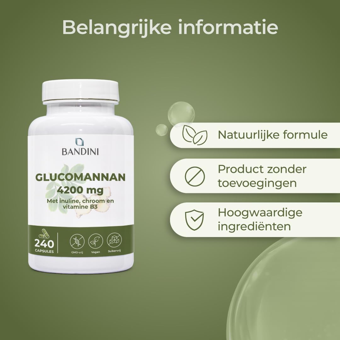Detalle 2 de Bandini Glucomannaan-capsules 4200 mg, 240 stuks, vegan