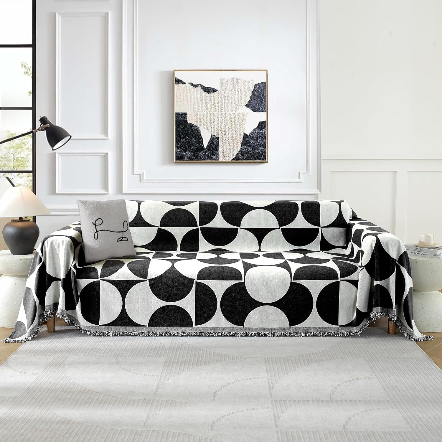 Thumbnail 1 de Ystyle Telo Copridivano 4 Posti 180x380 cm – Copridivano Universale Quattro Stagioni, Antimacchia, Nero/Bianco