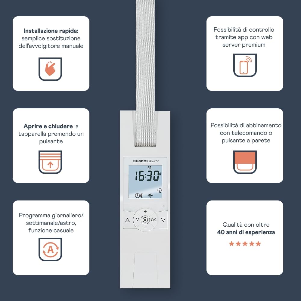 Detalle 2 de HOMEPILOT Avvolgitore RolloTron Premium Smart con controllo tapparelle a cinghia, trazione 45 kg