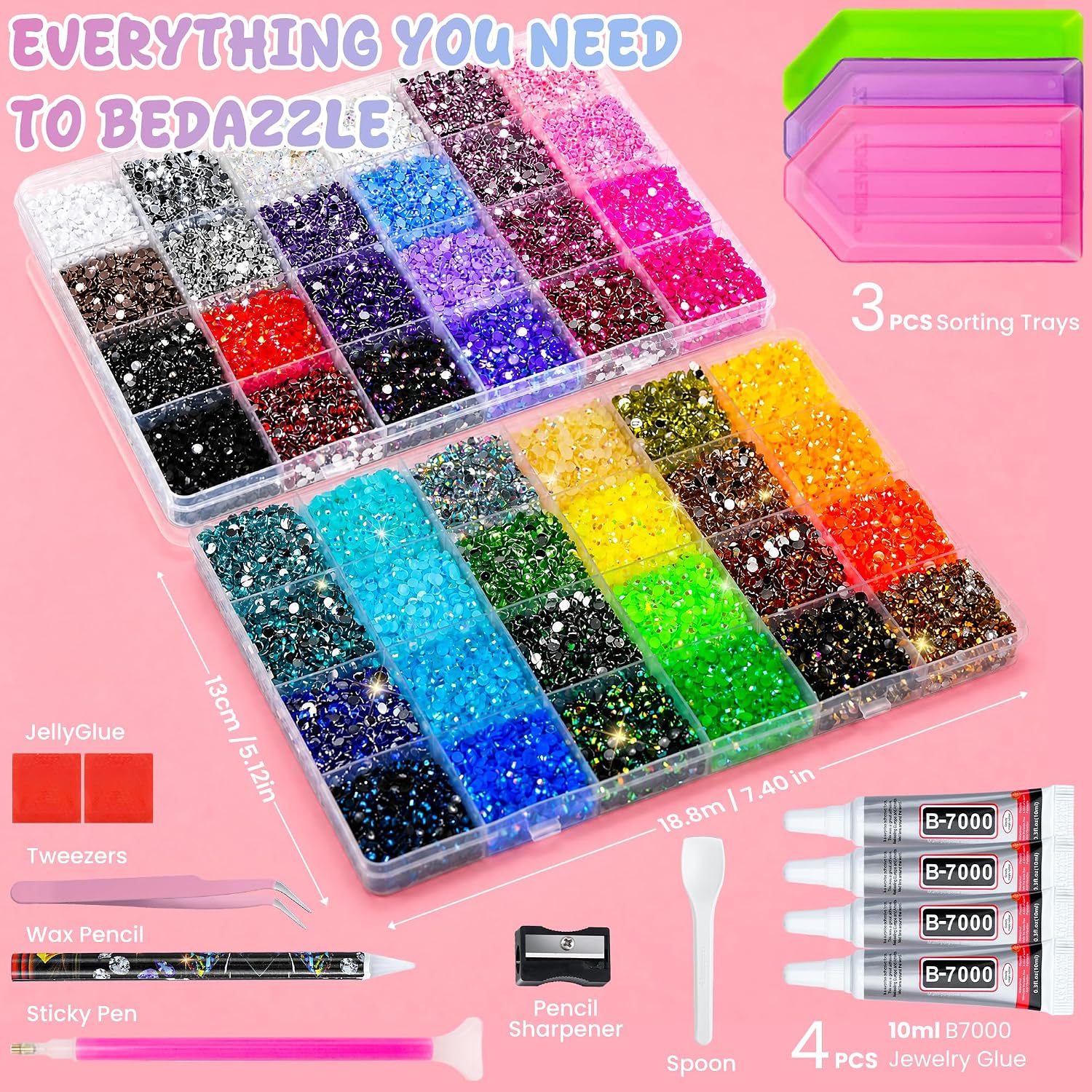 Detalle de 70000Pcs 48 Colors Bedazzling Kit: All-in-One Rhinestone Craft Set with Glue & Tools