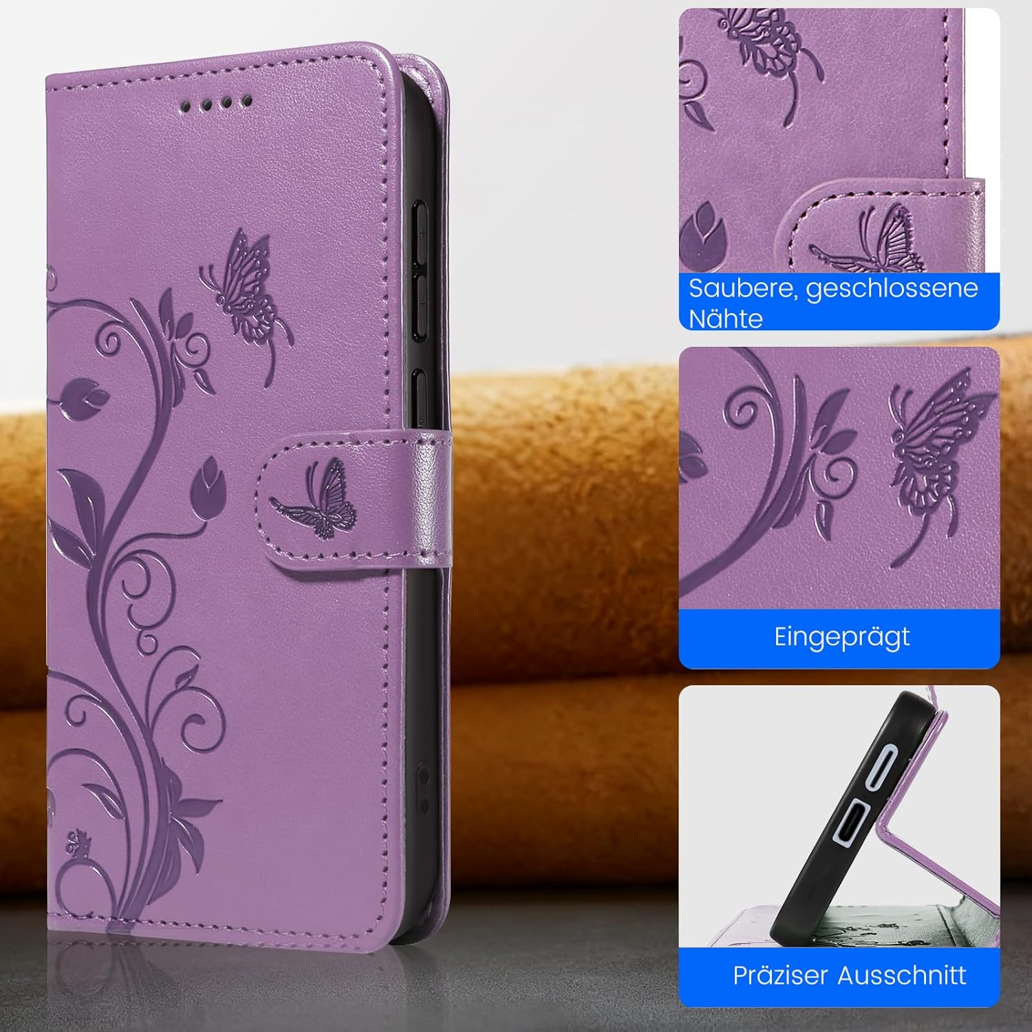 Thumbnail 6 de Vanki Lederhülle Flip Wallet für Samsung Galaxy S8 (Lila) – PU-Leder, Ständer, 3 Kartenfächer