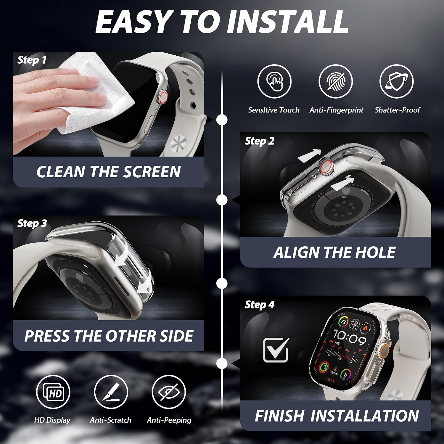 Detalle de Apple Watch privacy screen case 45mm