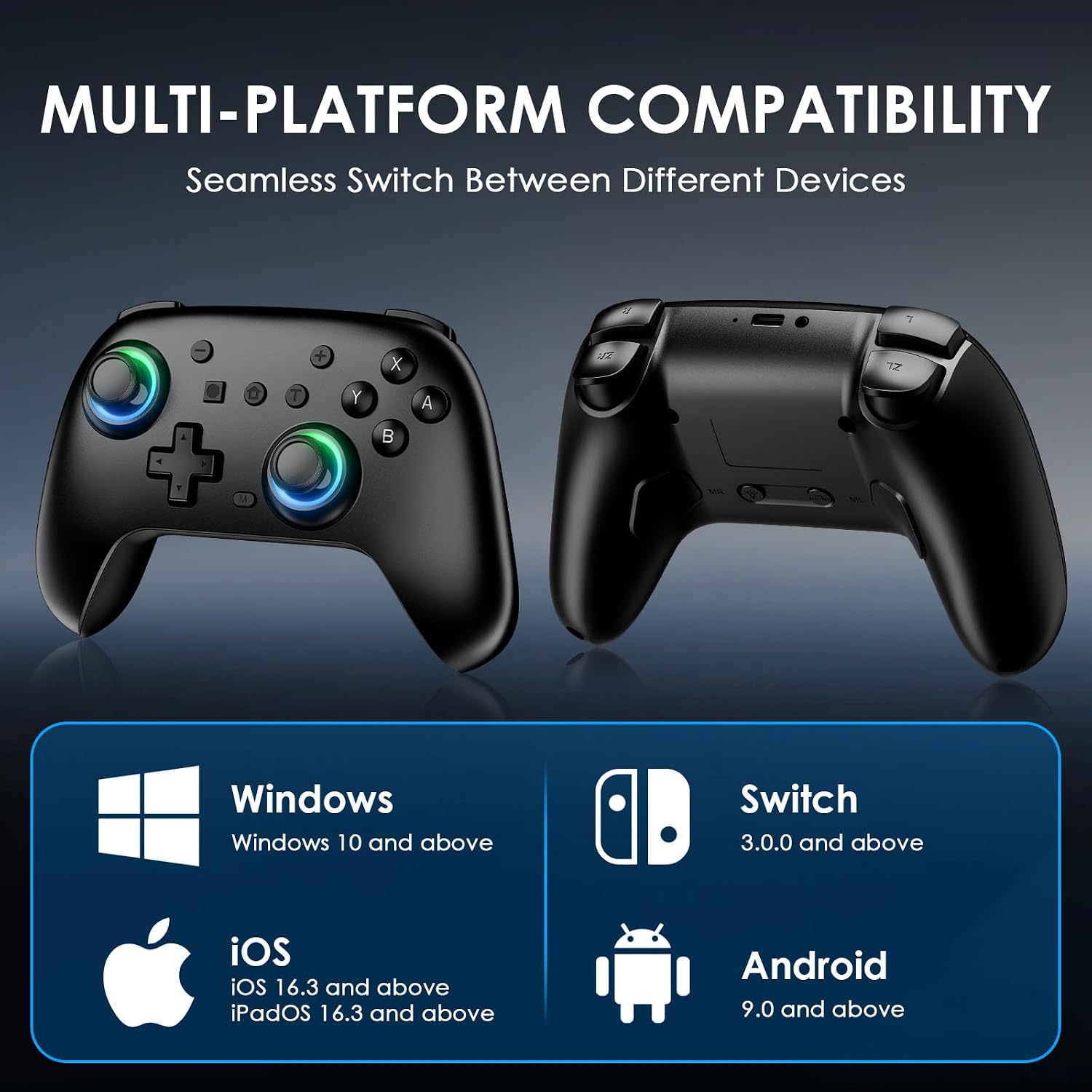 Thumbnail 6 de JORREP Switch Controllers 2 Pack (RGB) for Nintendo Switch/Switch 2/Lite/OLED — Wireless Pro Controller with Turbo, Screenshot & 6-Axis Gyro