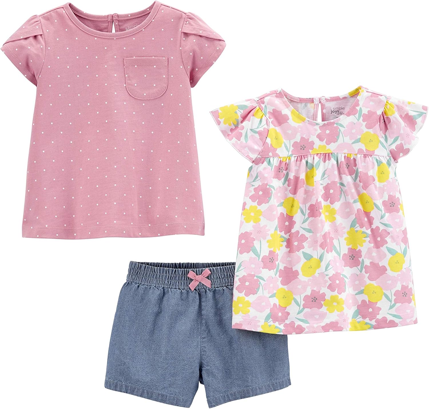 Detalle de Simple Joys by Carter’s Baby Girls' 3-Piece Playwear Set