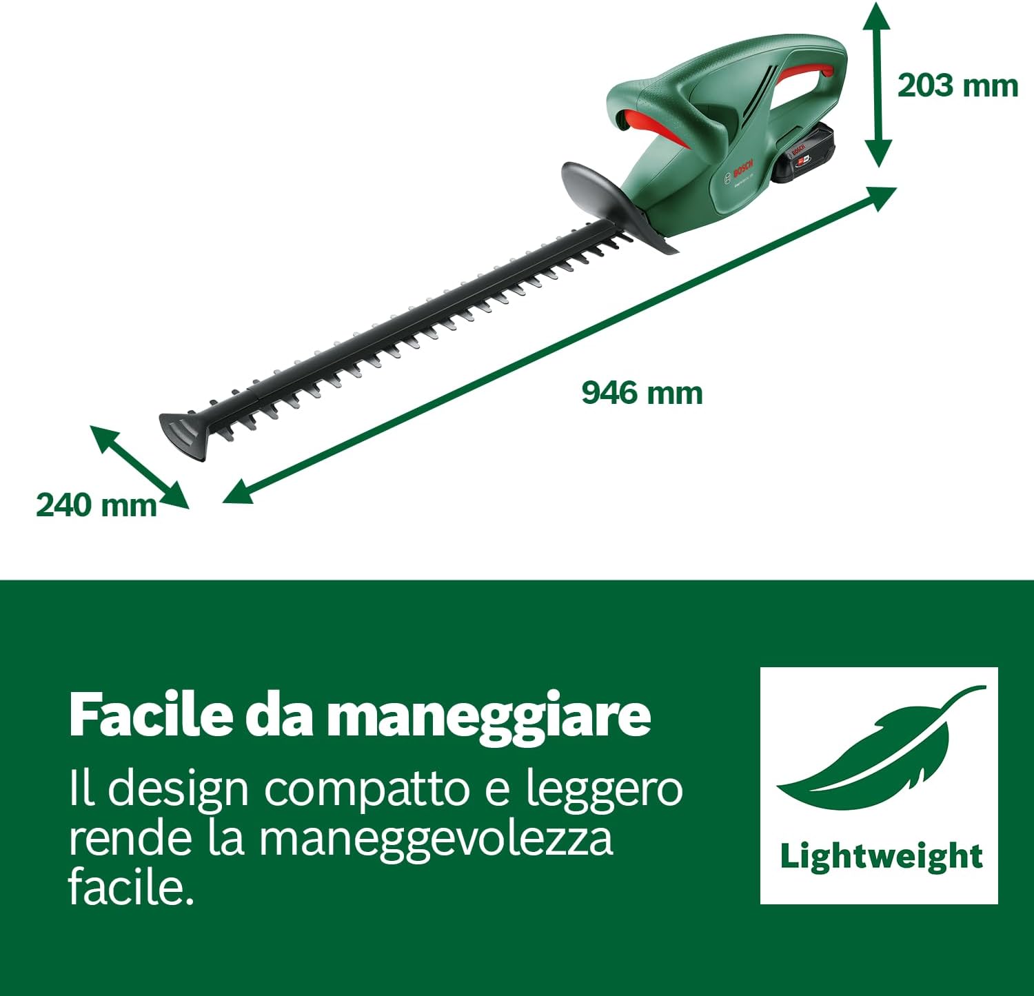 Thumbnail 6 de Bosch EasyHedgeCut 18-45: tagliasiepi a batteria leggera e maneggevole per piccoli cespugli