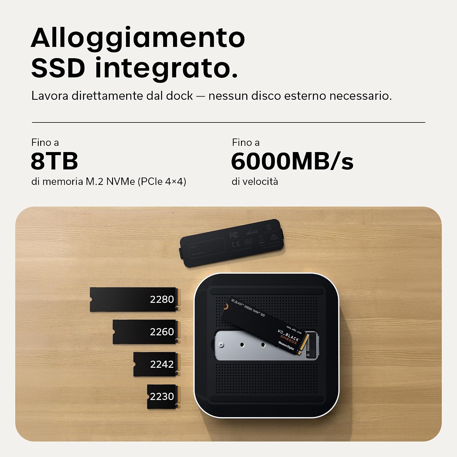Detalle de SATECHI Thunderbolt 5 CubeDock: docking station 13 in 1 con raffreddamento attivo e supporto multi-schermo fino a 8K