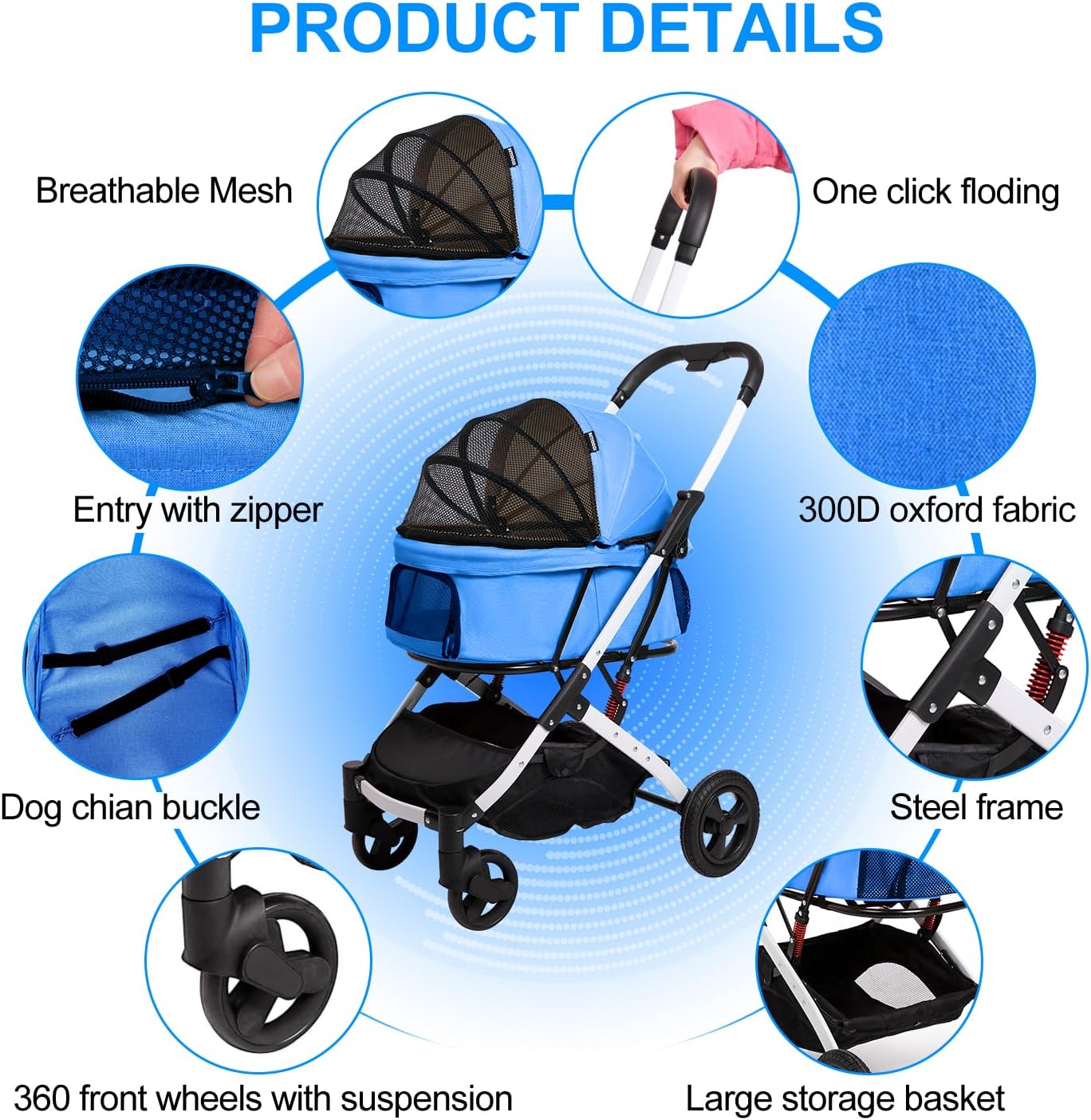 Detalle de Betsocci dog stroller, 44 lb capacity